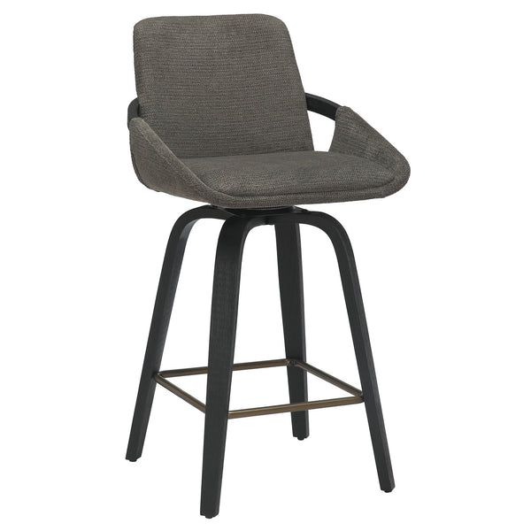 Worldwide Home Furnishings Parker-26' Stylish Swivel Counter Stool With Cushioned Comfort And Elegant Bentwood Legs Charcoal,Black Fabric,Bentwood 203-944ch