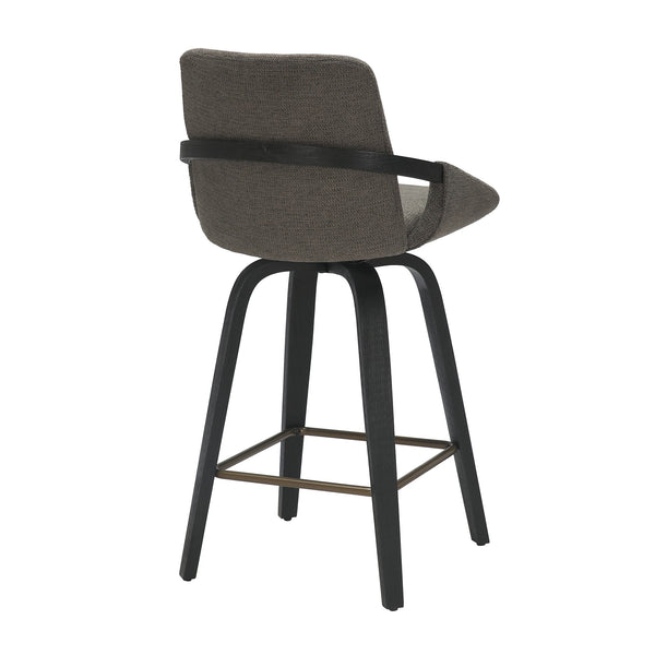 Worldwide Home Furnishings Parker-26' Stylish Swivel Counter Stool With Cushioned Comfort And Elegant Bentwood Legs Charcoal,Black Fabric,Bentwood 203-944ch