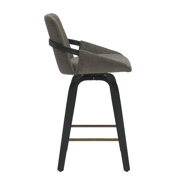 Worldwide Home Furnishings Parker-26' Stylish Swivel Counter Stool With Cushioned Comfort And Elegant Bentwood Legs Charcoal,Black Fabric,Bentwood 203-944ch