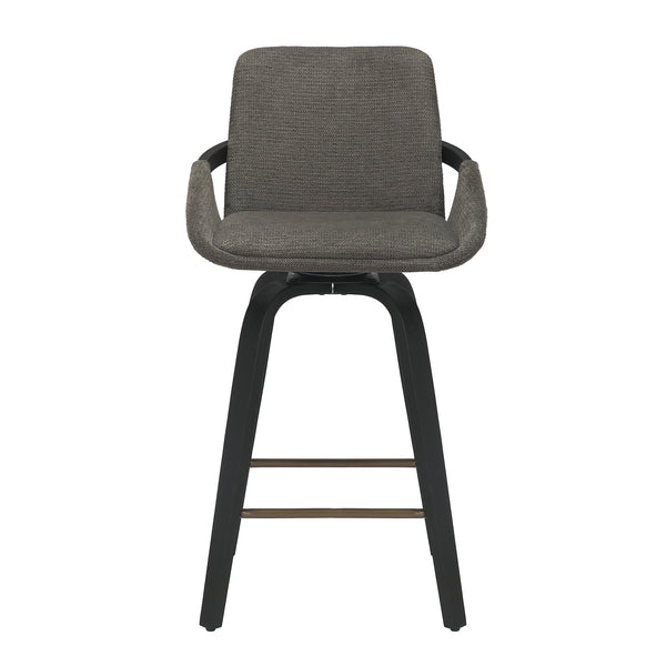 Worldwide Home Furnishings Parker-26' Stylish Swivel Counter Stool With Cushioned Comfort And Elegant Bentwood Legs Charcoal,Black Fabric,Bentwood 203-944ch