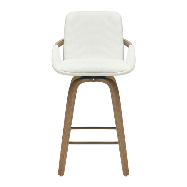 Worldwide Home Furnishings Parker-26' Stylish Swivel Counter Stool With Cushioned Comfort And Elegant Bentwood Legs Ivory,Whitewash Fabric,Bentwood 203-944iv
