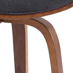 Worldwide Home Furnishings Holt-26" Stylish Mid-century Counter Stool With Curved Bentwood Frame And 360° Swivel Comfort Charcoal,Walnut Fabric,Bentwood 203-981ch