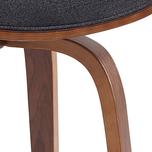 Worldwide Home Furnishings Holt-26" Stylish Mid-century Counter Stool With Curved Bentwood Frame And 360° Swivel Comfort Charcoal,Walnut Fabric,Bentwood 203-981ch