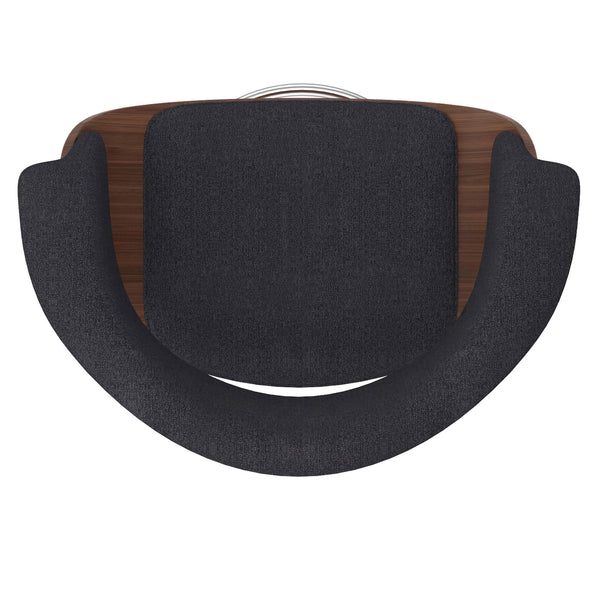 Worldwide Home Furnishings Holt-26" Stylish Mid-century Counter Stool With Curved Bentwood Frame And 360° Swivel Comfort Charcoal,Walnut Fabric,Bentwood 203-981ch