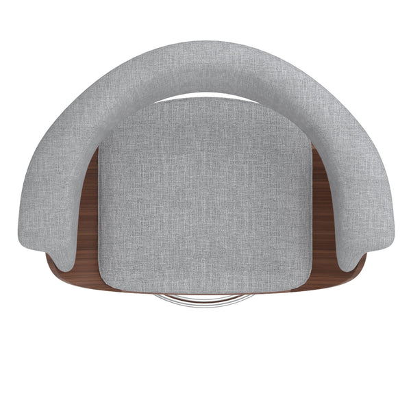 Worldwide Home Furnishings Holt-26" Stylish Mid-century Counter Stool With Curved Bentwood Frame And 360° Swivel Comfort Grey,Walnut Fabric,Bentwood 203-981gy