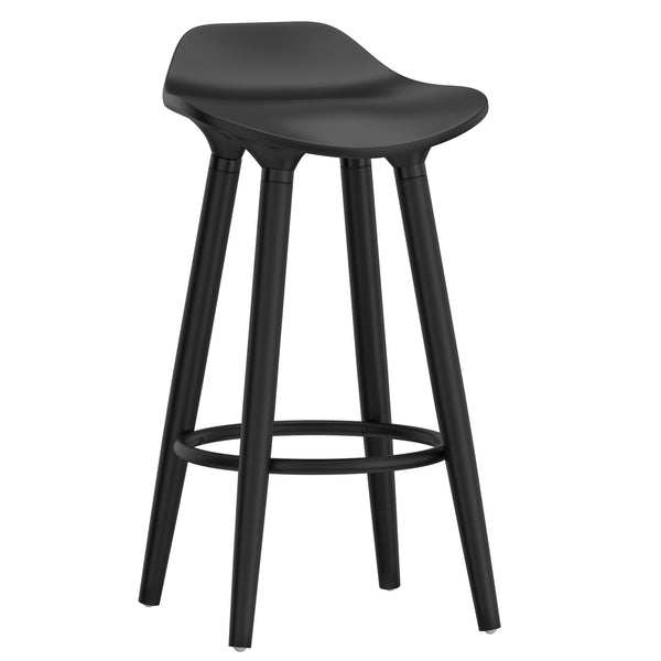 Worldwide Home Furnishings Trex-26" Modern Black Counter Stool With Curved Seat For Ultimate Comfort & Stylish Decor Upgrade Black,Black Abs,Solid Wood 203-990bk
