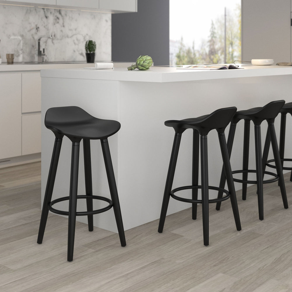 Worldwide Home Furnishings Trex-26" Modern Black Counter Stool With Curved Seat For Ultimate Comfort & Stylish Decor Upgrade Black,Black Abs,Solid Wood 203-990bk