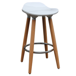 Worldwide Home Furnishings Trex-26" Counter Stool - Modern White Abs Seat With Beech Wood Legs & Chrome Footrest For Comfort White,Natural Abs,Solid Wood 203-990wt