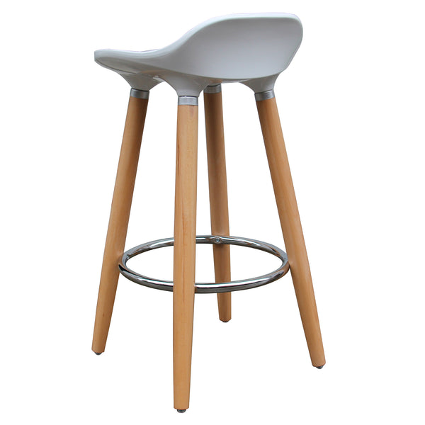 Worldwide Home Furnishings Trex-26" Counter Stool - Modern White Abs Seat With Beech Wood Legs & Chrome Footrest For Comfort White,Natural Abs,Solid Wood 203-990wt