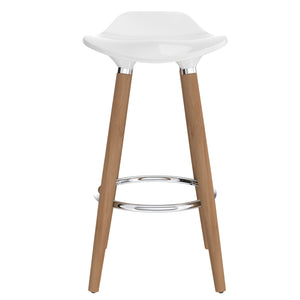 Worldwide Home Furnishings Trex-26" Counter Stool - Modern White Abs Seat With Beech Wood Legs & Chrome Footrest For Comfort White,Natural Abs,Solid Wood 203-990wt
