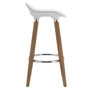 Worldwide Home Furnishings Trex-26" Counter Stool - Modern White Abs Seat With Beech Wood Legs & Chrome Footrest For Comfort White,Natural Abs,Solid Wood 203-990wt