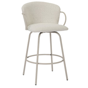 Worldwide Home Furnishings Kalani-26'' Swivel Counter Stool With Textured Boucle Fabric For Timeless Style And Comfort Beige,Beige Fabric,Metal 203-995bg