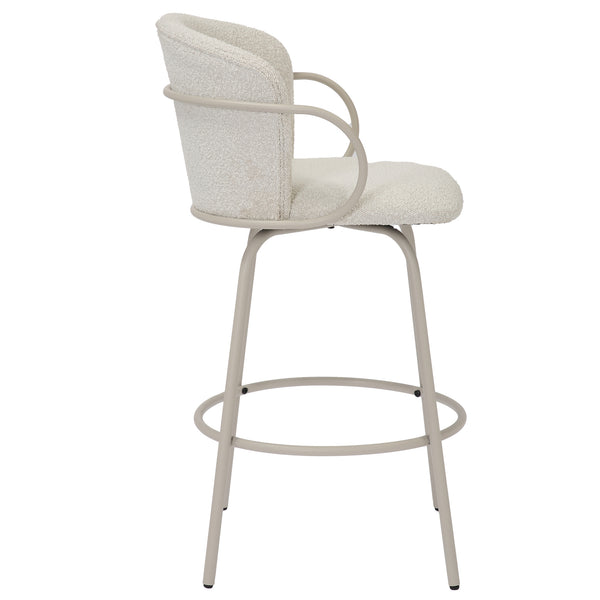 Worldwide Home Furnishings Kalani-26'' Swivel Counter Stool With Textured Boucle Fabric For Timeless Style And Comfort Beige,Beige Fabric,Metal 203-995bg