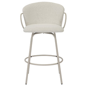 Worldwide Home Furnishings Kalani-26'' Swivel Counter Stool With Textured Boucle Fabric For Timeless Style And Comfort Beige,Beige Fabric,Metal 203-995bg