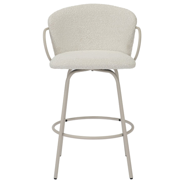 Worldwide Home Furnishings Kalani-26'' Swivel Counter Stool With Textured Boucle Fabric For Timeless Style And Comfort Beige,Beige Fabric,Metal 203-995bg