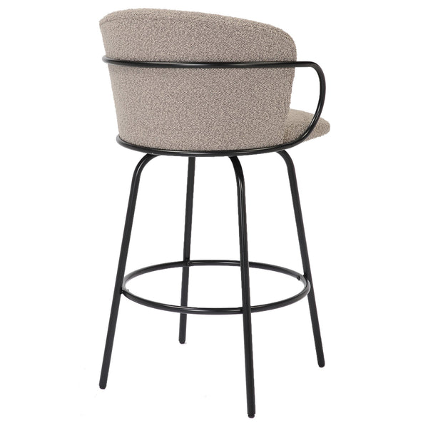 Worldwide Home Furnishings Kalani-26'' Swivel Counter Stool With Textured Boucle Fabric For Timeless Style And Comfort Warm Grey,Black Fabric,Metal 203-995wgy