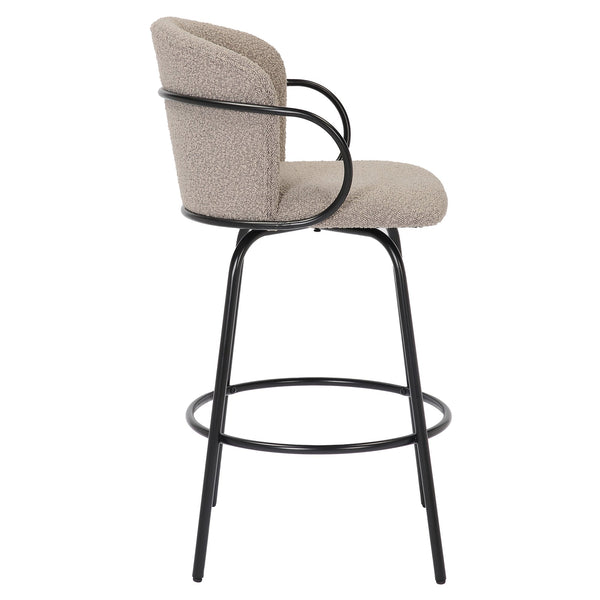 Worldwide Home Furnishings Kalani-26'' Swivel Counter Stool With Textured Boucle Fabric For Timeless Style And Comfort Warm Grey,Black Fabric,Metal 203-995wgy