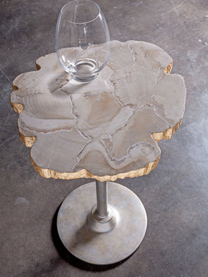 Lexington Artistica Home Gregory Spot Table - Hand-forged Iron Base With Unique Fossilized Clam Shell Top And Gold Leaf Finish Natural Iron Wood 2030-950