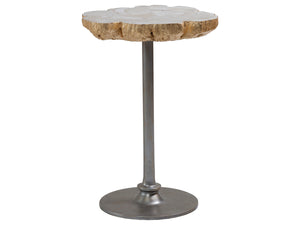 Lexington Artistica Home Gregory Spot Table - Hand-forged Iron Base With Unique Fossilized Clam Shell Top And Gold Leaf Finish Natural Iron Wood 2030-950