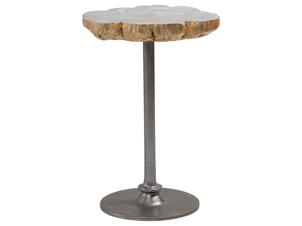 Lexington Artistica Home Gregory Spot Table - Hand-forged Iron Base With Unique Fossilized Clam Shell Top And Gold Leaf Finish Natural Iron Wood 2030-950