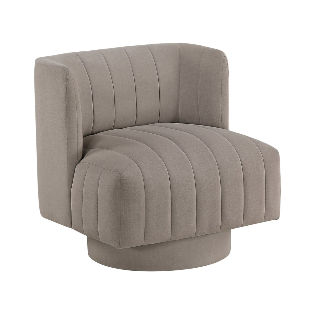 English Elm Modern Swivel Chair Channel-Tufted Barrel Back Upholstered Accent Seat with 360° Metal Base, Cozy Contemporary Comfort taupe 37.5 L x 28.5 W x 14.5 H B011P379436
