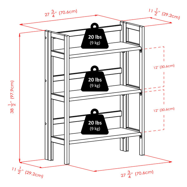 Winsome Wood Torino 3-piece Foldable Storage Shelf With 2 Stylish Fabric Baskets - Versatile, Space-saving Design Black Solid Wood 20306-winsome-wood
