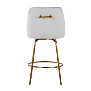 English Elm Fixed-height Swivel Counter Stools with Faux Leather Seats and Chrome Footrest Set of 2 B202S02151