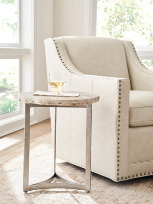 Lexington Artistica Home Tate Spot Table - Unique Hand-forged Iron Base With Fossilized Clam Shell Veneer For Stunning Decor Natural Iron Wood 2030-952