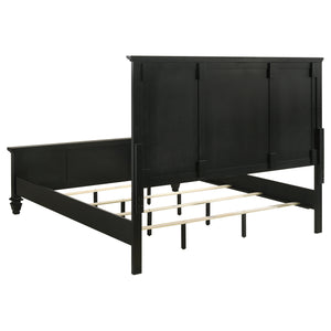 English Elm Aurillac Black Queen Panel Bed with Tall Headboard, Coastal Wood Trim, Clean Lines, Durable Black Finish B062S00935