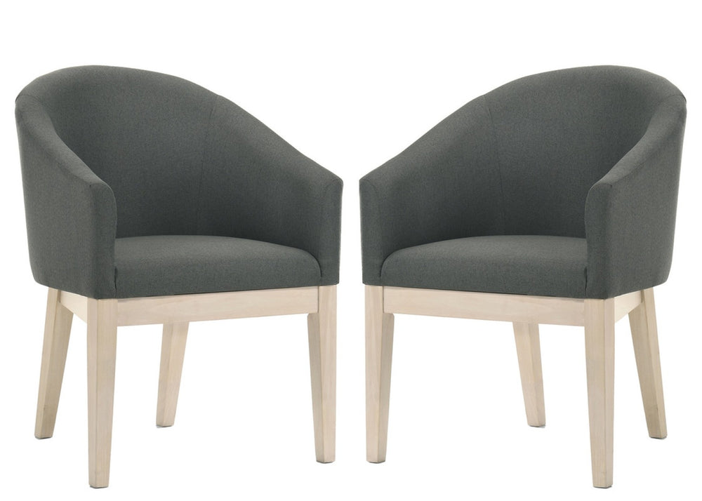 English Elm Orsola Gray Fabric Barrel Accent Chairs with Oak Legs for Modern Living Rooms Set of 2 B2749P413297