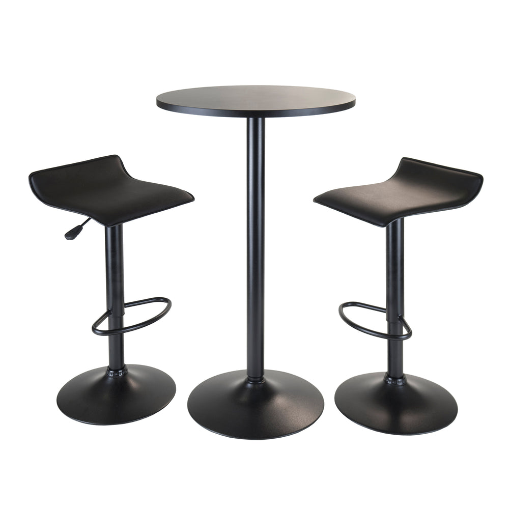 Winsome Wood Obsidian 3-piece Pub Table Set With Adjustable Swivel Stools - Modern Black Design For Dining & Socializing Black Composite Wood ,Metal 20313-winsome-wood