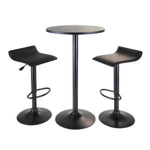 Winsome Wood Obsidian 3-piece Pub Table Set With Adjustable Swivel Stools - Modern Black Design For Dining & Socializing Black Composite Wood ,Metal 20313-winsome-wood