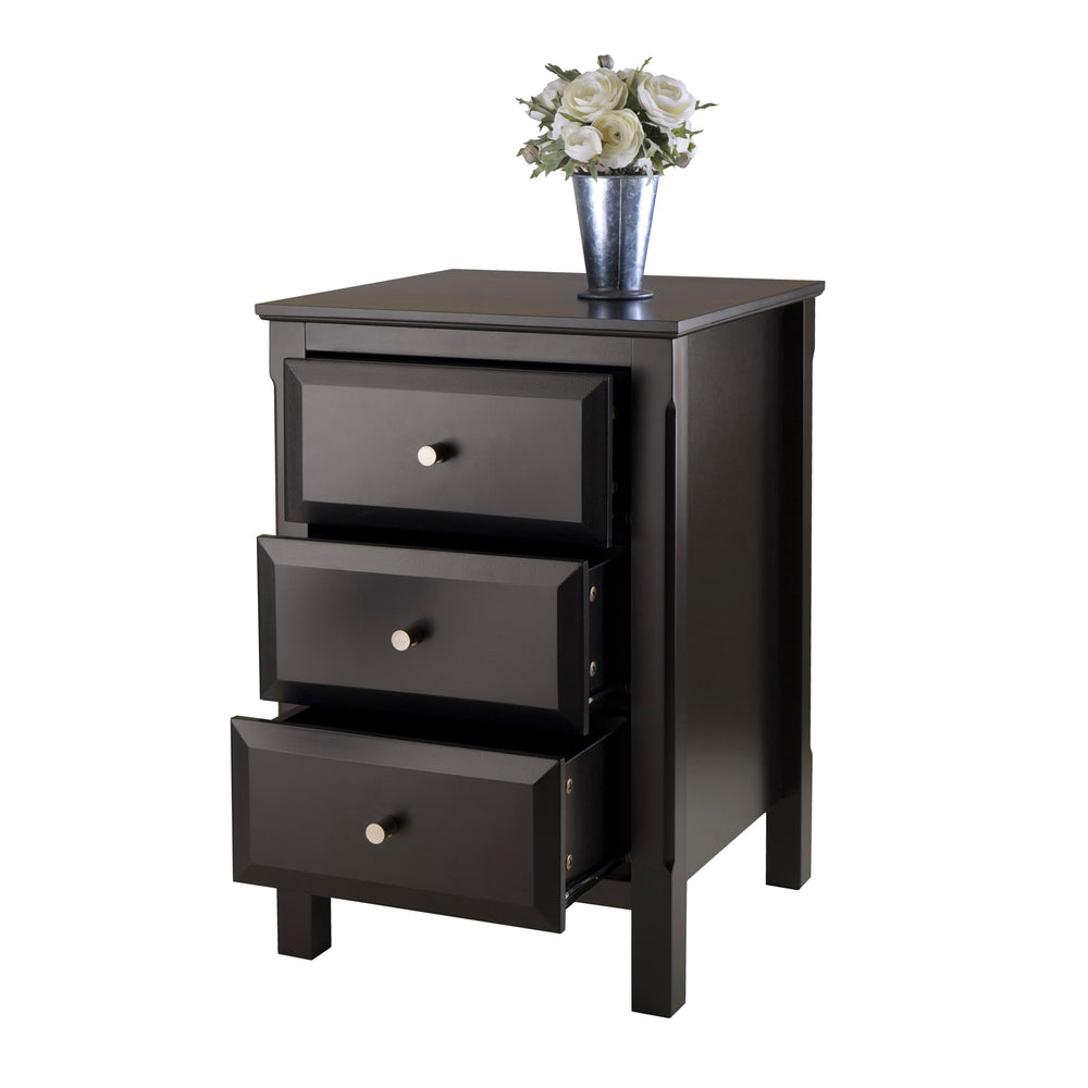 Winsome Wood Timmy Accent Table With 3 Drawers - Stylish Black Nightstand For Bedroom Or Living Room Use Black Composite Wood 20315-winsome-wood