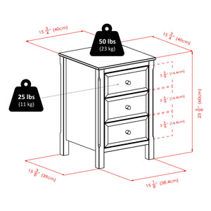 Winsome Wood Timmy Accent Table With 3 Drawers - Stylish Black Nightstand For Bedroom Or Living Room Use Black Composite Wood 20315-winsome-wood