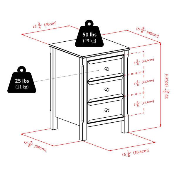 Winsome Wood Timmy Accent Table With 3 Drawers - Stylish Black Nightstand For Bedroom Or Living Room Use Black Composite Wood 20315-winsome-wood