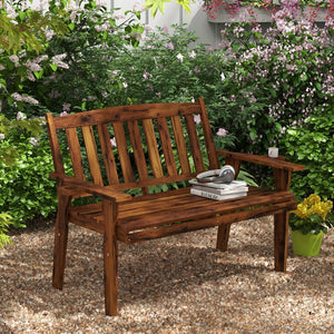 English Elm Outsunny 2-Person Outdoor Garden Bench With Cupholder Armrests, Slatted Seat For Patios & More W2225P200711-GIGA