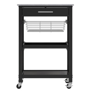 Winsome Wood Julia Utility Kitchen Cart - Modern Granite Top, Black Finish, Multi-functional & Space-saving Design Black Composite Wood ,Granite 20322-winsome-wood