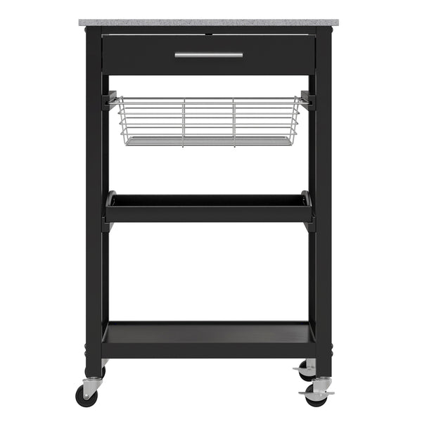 Winsome Wood Julia Utility Kitchen Cart - Modern Granite Top, Black Finish, Multi-functional & Space-saving Design Black Composite Wood ,Granite 20322-winsome-wood