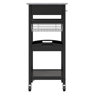 Winsome Wood Julia Utility Kitchen Cart - Modern Granite Top, Black Finish, Multi-functional & Space-saving Design Black Composite Wood ,Granite 20322-winsome-wood