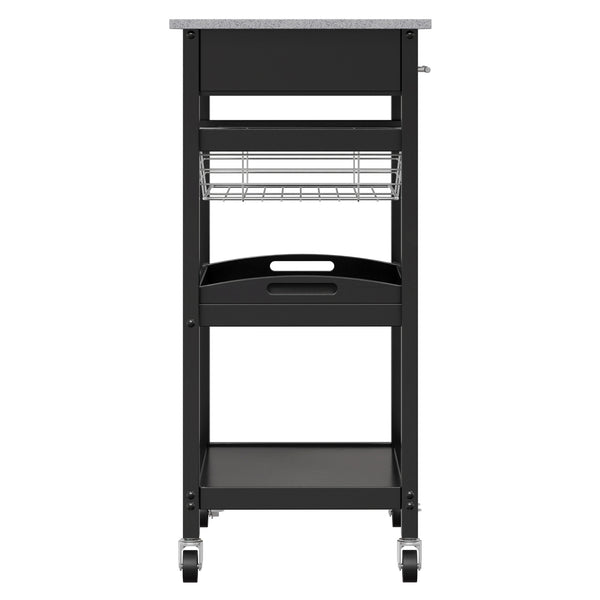 Winsome Wood Julia Utility Kitchen Cart - Modern Granite Top, Black Finish, Multi-functional & Space-saving Design Black Composite Wood ,Granite 20322-winsome-wood