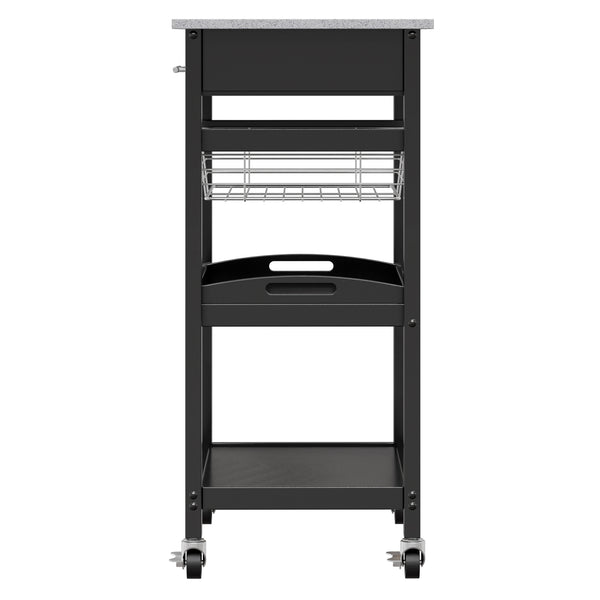 Winsome Wood Julia Utility Kitchen Cart - Modern Granite Top, Black Finish, Multi-functional & Space-saving Design Black Composite Wood ,Granite 20322-winsome-wood