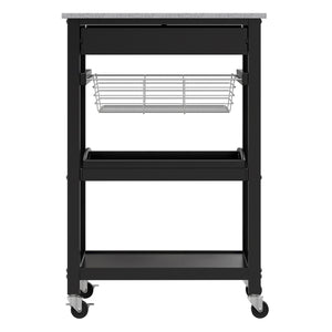 Winsome Wood Julia Utility Kitchen Cart - Modern Granite Top, Black Finish, Multi-functional & Space-saving Design Black Composite Wood ,Granite 20322-winsome-wood