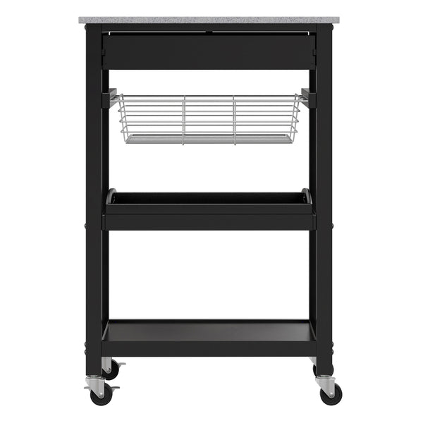Winsome Wood Julia Utility Kitchen Cart - Modern Granite Top, Black Finish, Multi-functional & Space-saving Design Black Composite Wood ,Granite 20322-winsome-wood
