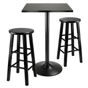Winsome Wood Obsidian 3-piece Compact Pub Dining Set With Black Stools For Modern Kitchen & Bar Decor, Stylish & Durable Black Composite Wood ,Metal 20323-winsome-wood