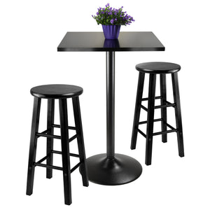 Winsome Wood Obsidian 3-piece Compact Pub Dining Set With Black Stools For Modern Kitchen & Bar Decor, Stylish & Durable Black Composite Wood ,Metal 20323-winsome-wood