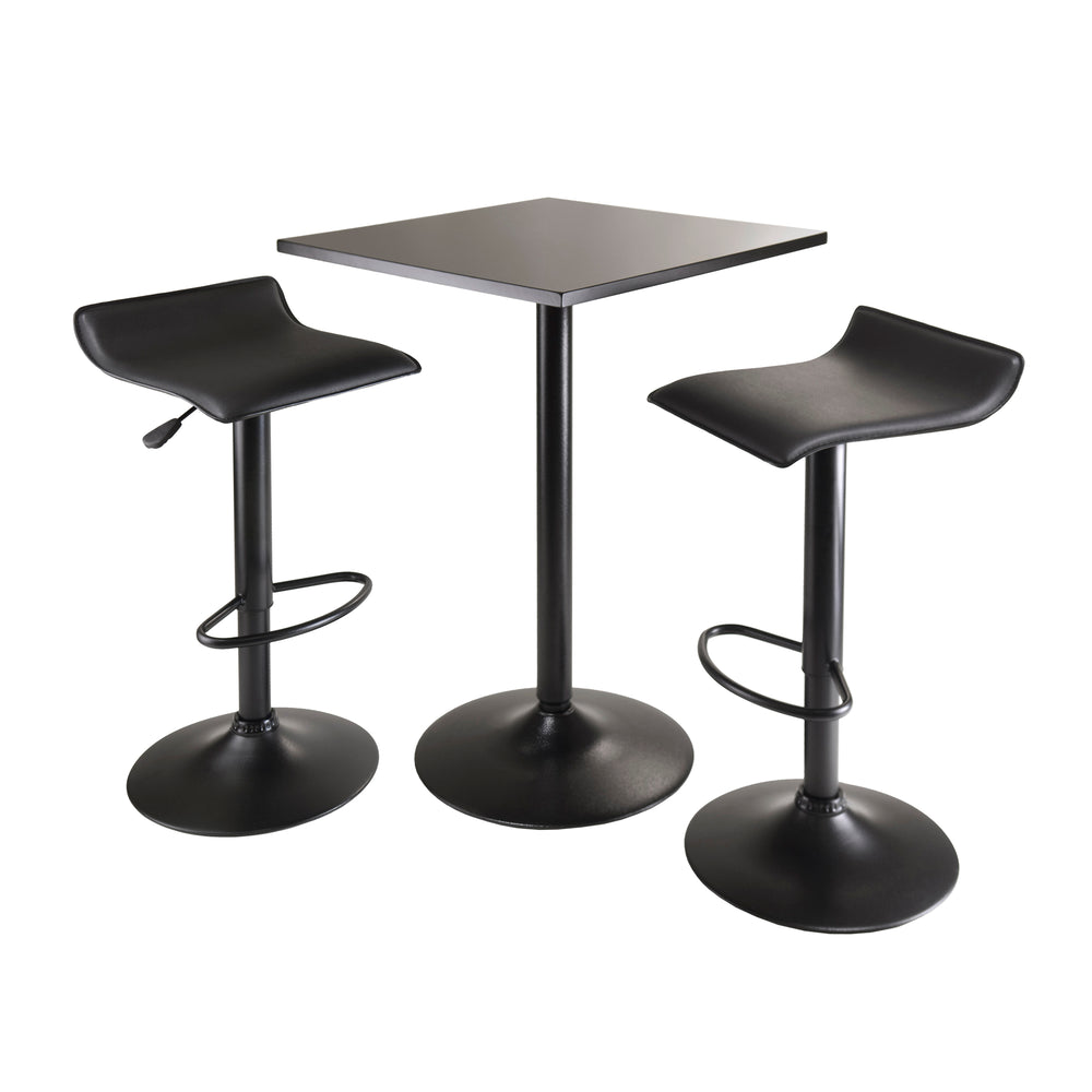 Winsome Wood Obsidian 3-piece Modern Square Pub Table Set With Adjustable Swivel Stools For Stylish Dining Spaces Black Composite Wood ,Metal 20325-winsome-wood
