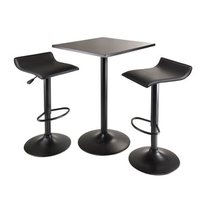 Winsome Wood Obsidian 3-piece Modern Square Pub Table Set With Adjustable Swivel Stools For Stylish Dining Spaces Black Composite Wood ,Metal 20325-winsome-wood