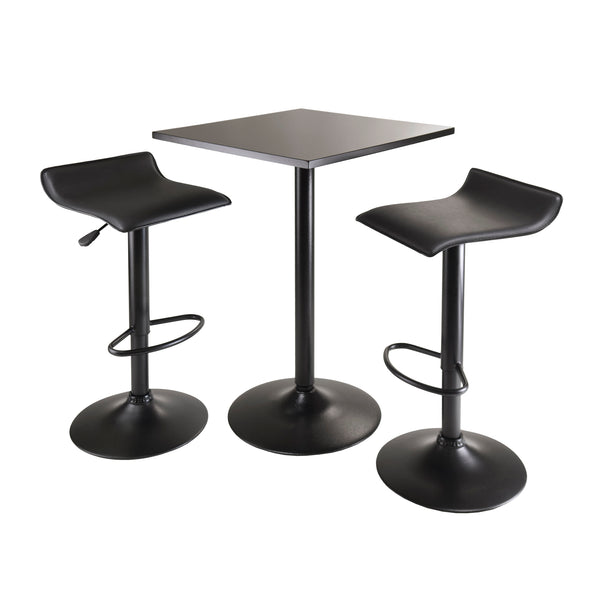 Winsome Wood Obsidian 3-piece Modern Square Pub Table Set With Adjustable Swivel Stools For Stylish Dining Spaces Black Composite Wood ,Metal 20325-winsome-wood