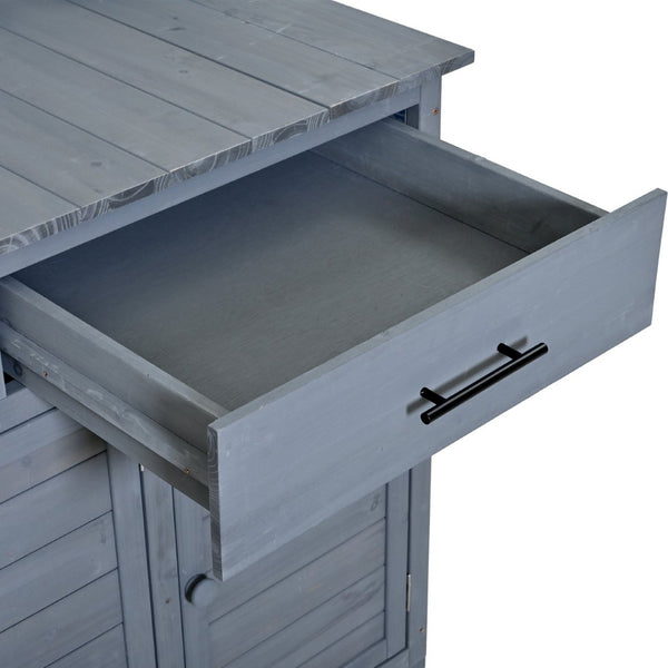 English Elm (assembly Video) Topmax Solid Fir Outdoor Potting Bench Grill Cart with Hutch Storage Gray N717P404333E
