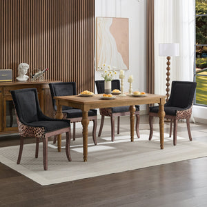 English Elm A&A Velvet Tufted Swivel Barstool with Ergonomic Back and Gold-Plated 17.7" Base, Set of 2 Leopard W1143P209903